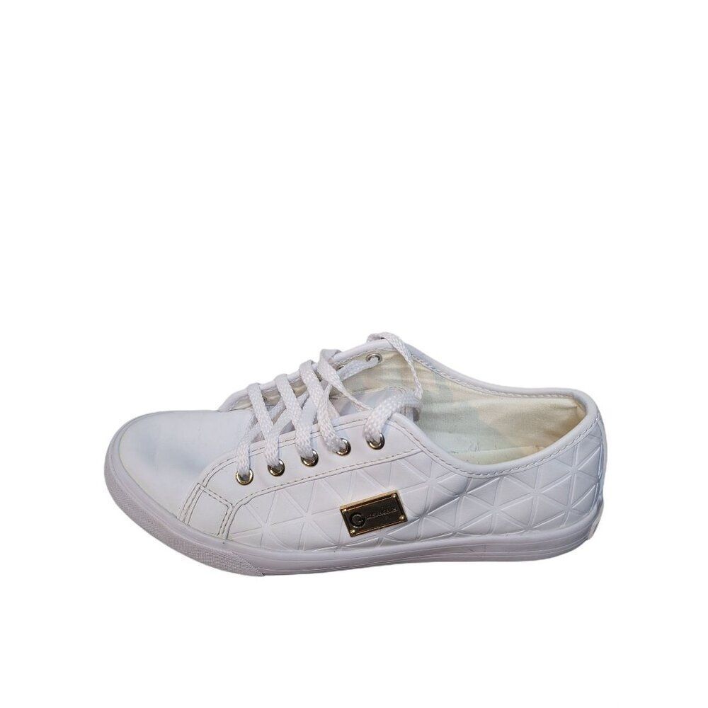 G By Guess Backer 2 Sneakers Women Sz‎ 8M White Lace Up Designer Boho